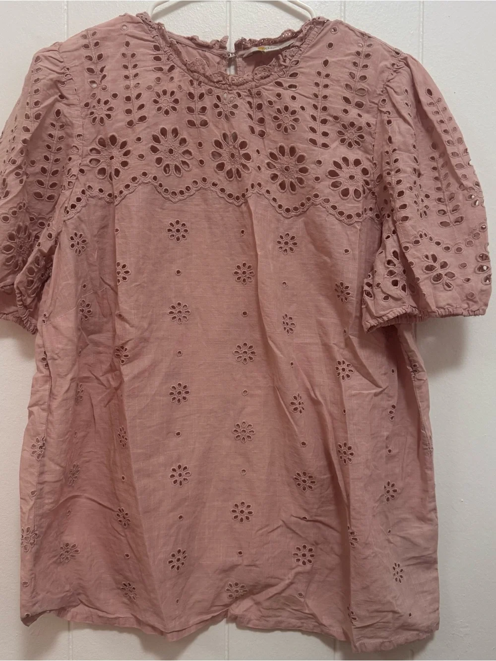 Boden Pink Eyelet Cotton Blouse